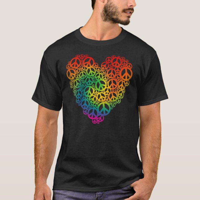 Camiseta Rainbow Peace Heart (Frente)
