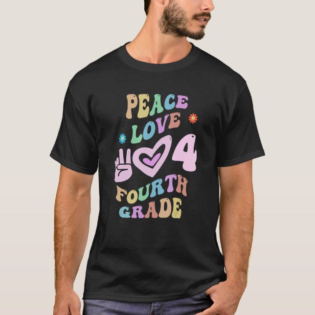 Camiseta Rainbow Peace Love QUARTO GRAU Retro 4º Gr Littl (Frente)