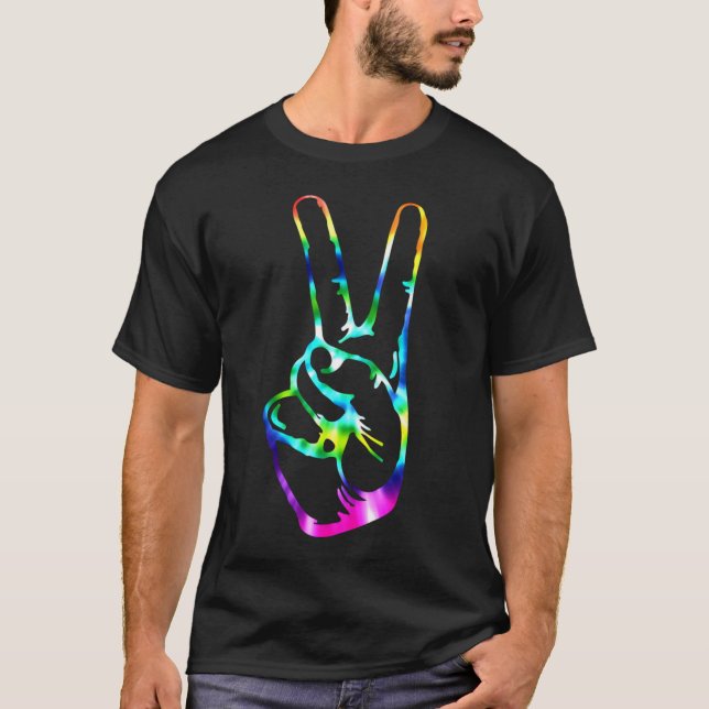 Camiseta Rainbow Peace Love Tie Dye Pattern Cloth (Frente)