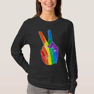 Camiseta Rainbow Peace Sign Love Lésbica Gay LGBT Orgulho L