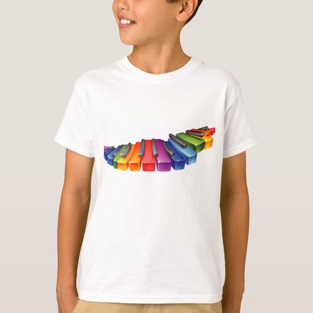 Camiseta Rainbow Piano Keys T-Shirt (Frente)