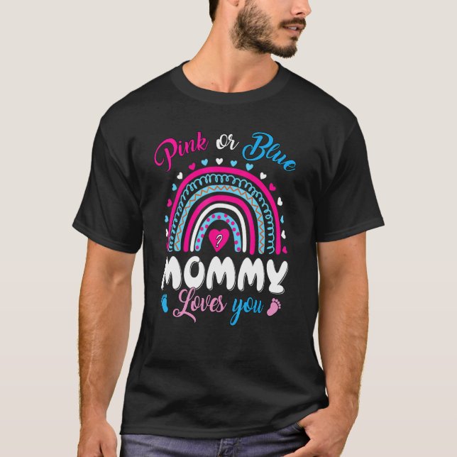 Camiseta Rainbow Pink Ou Blue Mamãe Te Ama Querida L (Frente)