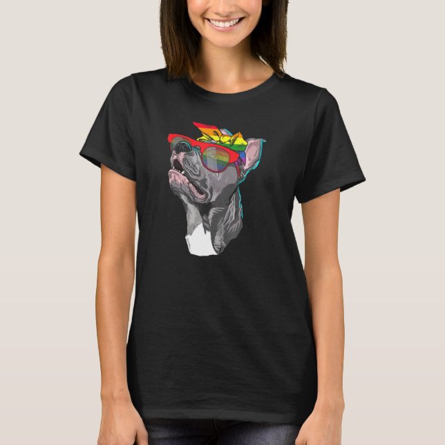 Camiseta Rainbow Pitbull Dog Lgbtq Pride Monde (Frente)
