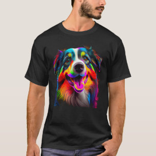 Camiseta Rainbow Pop Art Australian Shepherd Designer
