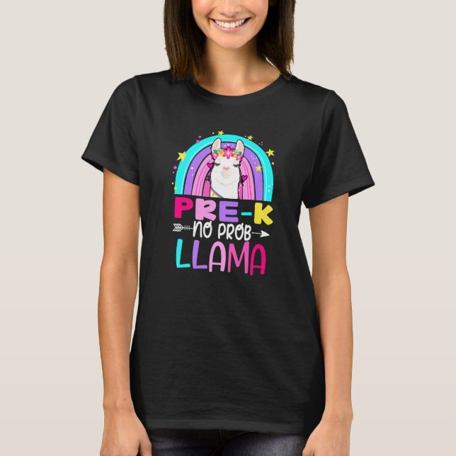 Camiseta Rainbow Pre-Kindergarten No Prob Llama 100th Day o (Frente)