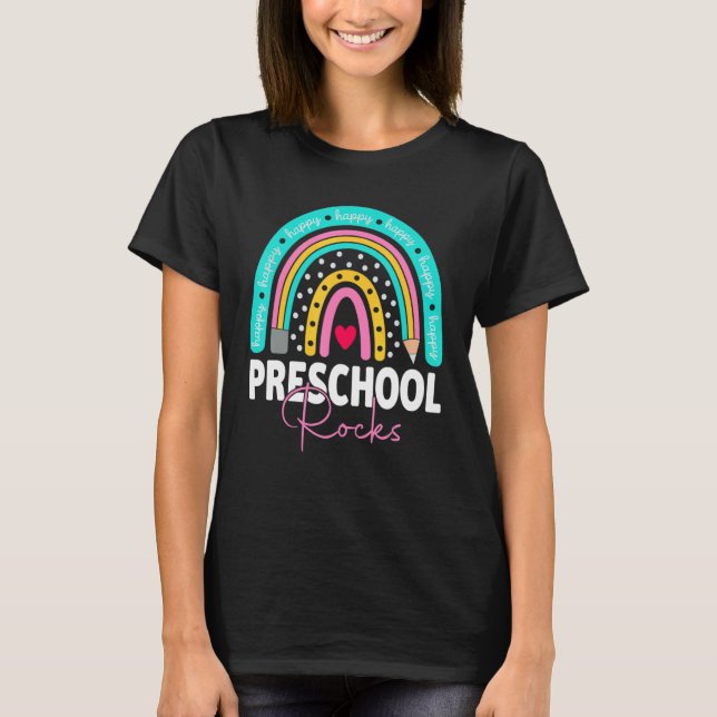 Camiseta Rainbow Preschool Rocks Team Preschool Squa (Frente)