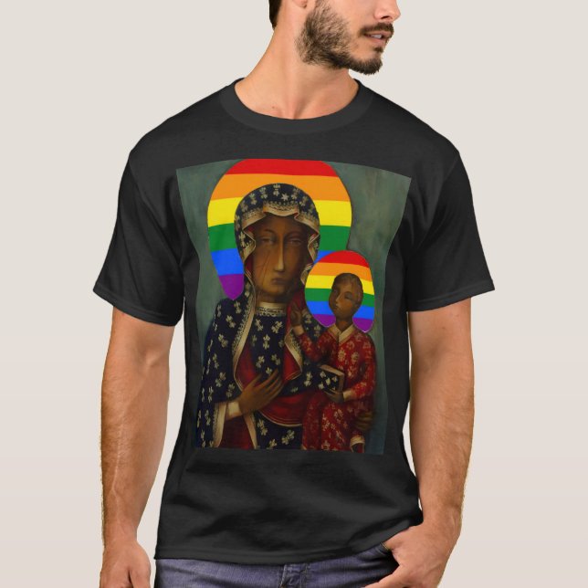 Camiseta Rainbow Pride Black Madonna (Frente)