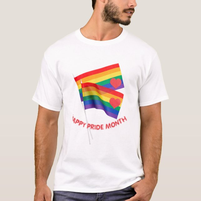 Camiseta Rainbow Pride Flag Heart Love T-shirt (Frente)