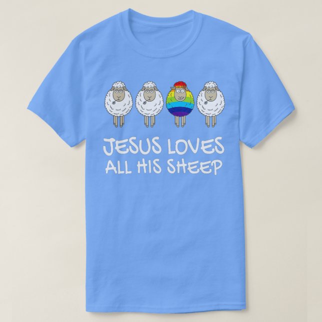 Camiseta Rainbow Pride Gay Christian LGBTQ+ Jesus ama tudo (Frente do Design)