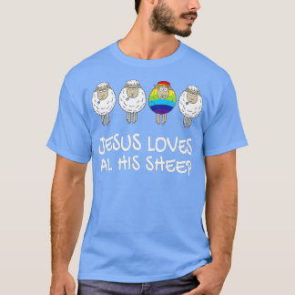 Camiseta Rainbow Pride Gay Christian LGBTQ+ Jesus ama tudo