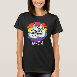 Camiseta Rainbow Pride Lgbt Gay Flag Ally Cat 1