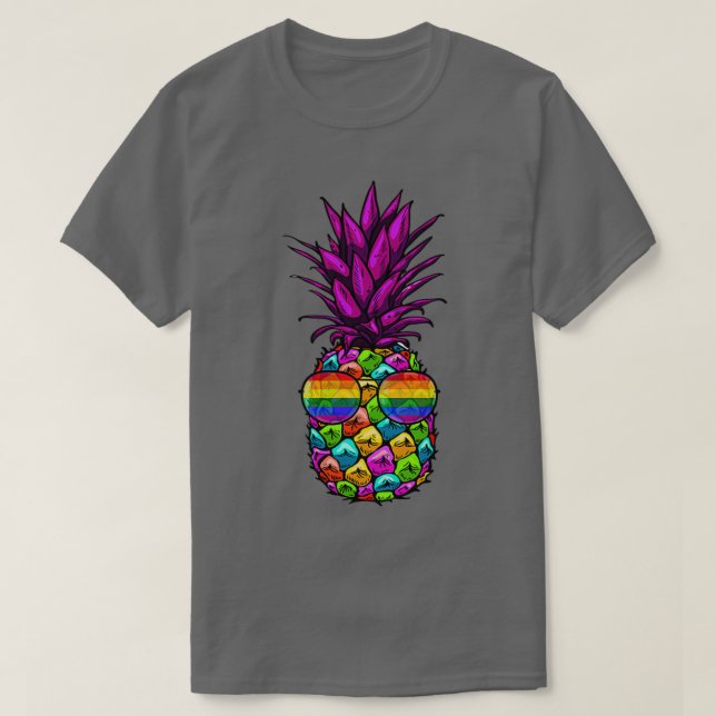 Camiseta Rainbow Pride Pineapple LGB Lesbian Gay Bi Homosex (Frente do Design)