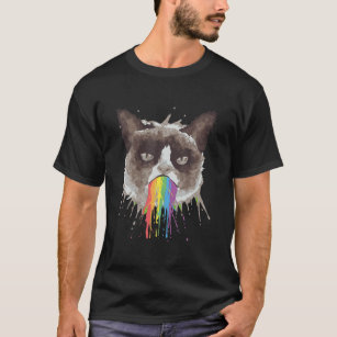 Camiseta Rainbow Puke Vomit Barf, Grouchy Cat Puking Rainb
