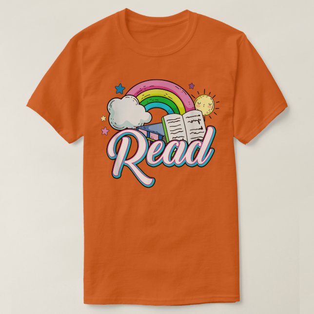 Camiseta Rainbow Reading Lover Teacher Book Lover Bookworm  (Frente do Design)