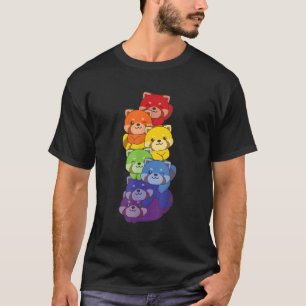 Camiseta Rainbow Red Pandas Animais Vermelho Colorido Panda