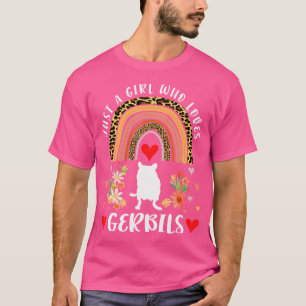 Camiseta Rainbow Só Uma Menina Que Ama Gerbils Leopard Gerb