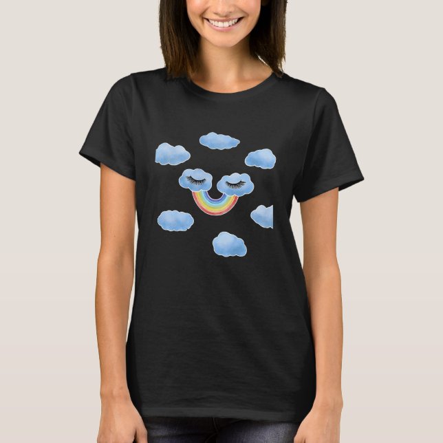 Camiseta Rainbow Sorri Nuvens Imenso Paz Relaxe Feliz (Frente)