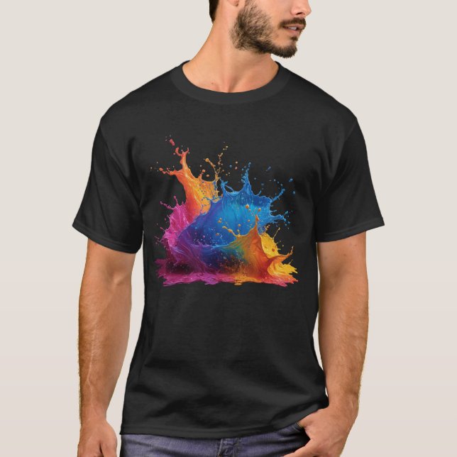 Camiseta Rainbow Splash Abstract Color Burst (Frente)