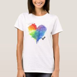 Camiseta Rainbow Splatter Heart Logo love t shirt