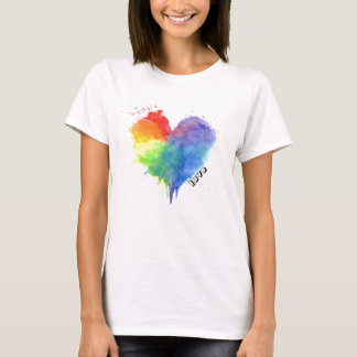 Camiseta Rainbow Splatter Heart Love T Shirt