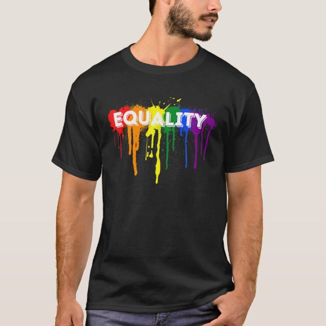 Camiseta Rainbow Splatter LGBTQ Igualdade (Frente)
