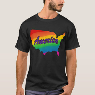 Camiseta Rainbow State Outline America