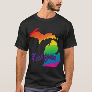 Camiseta Rainbow State Outline Michigan