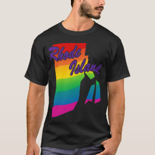 Camiseta Rainbow State Outline Rhode Island