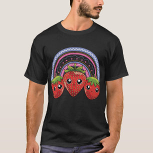 Camiseta Rainbow Strawberry Kawaii Red Berry Fruta Strawb