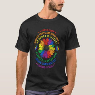 Camiseta Rainbow Sunflower Love is Love Lgbbb Science Is Re