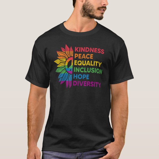 Camiseta Rainbow Sunflower Love Is Love LGBT Gay Lesbian Pr (Frente)