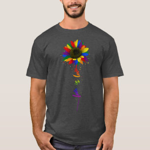 Camiseta Rainbow Sunflower Love is Love LGBT Lésbica Gay Pr
