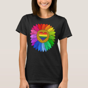 Camiseta Rainbow Sunflower Love is Love LGBT Lésbica Gay Pr