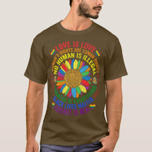 Camiseta Rainbow Sunflower Love is Love LGBT Science Is Rea