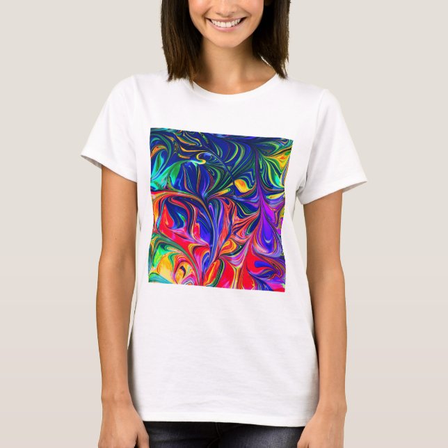 Camiseta Rainbow Swirl Trippy Glow Stick (Frente)