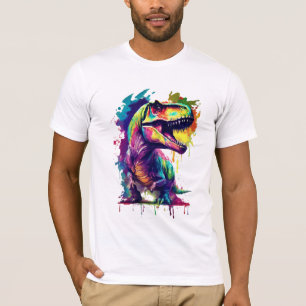 Camiseta Rainbow T-Rex Dinossaur Digital Art Design