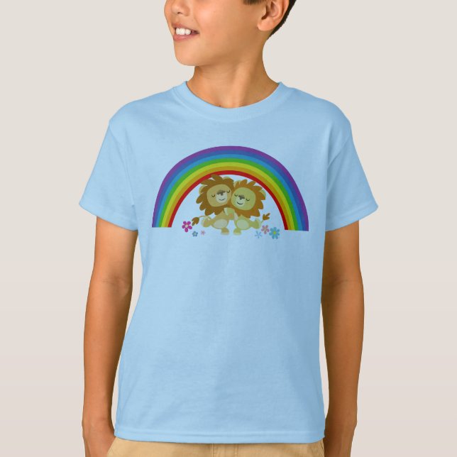Camiseta Rainbow Tango-Cute Cartoon Lions Crianças T-Shirt (Frente)