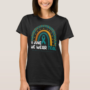 Camiseta Rainbow Teal Leopard Miastenia Gravis Consciência