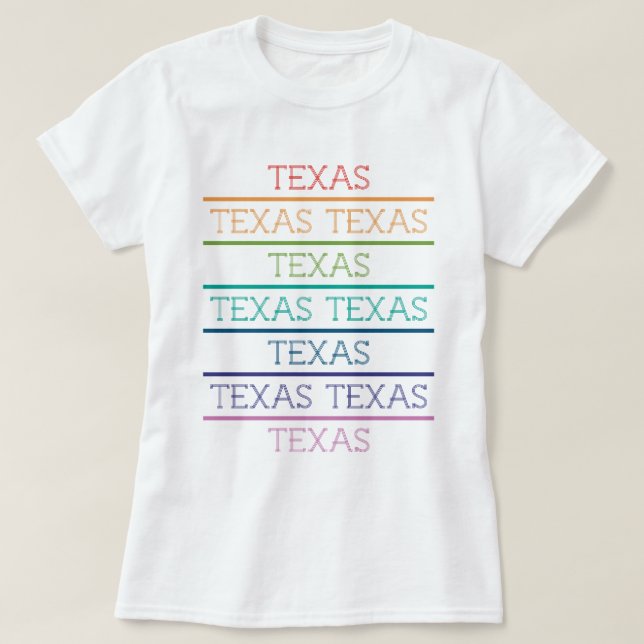 Camiseta Rainbow Texas, Texas, Texas (Frente do Design)