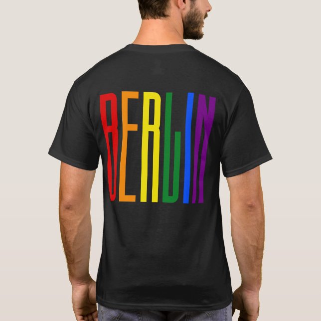 Camiseta Rainbow Text LGBT Berlin Orgulho gay LGBTQ CDT (Verso)