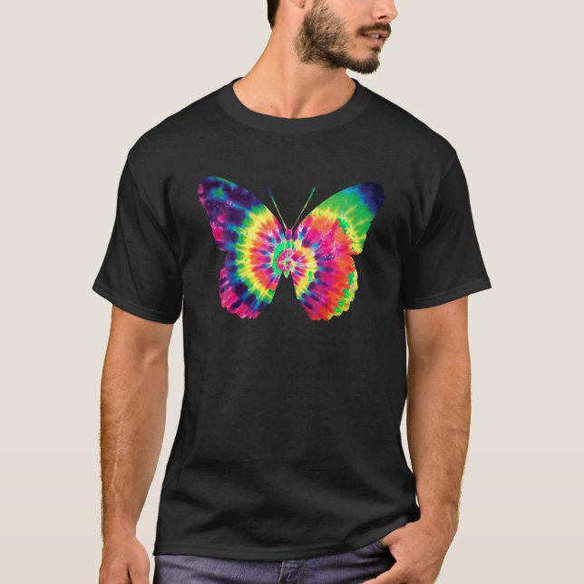 Camiseta Rainbow Tie Dye Butterfly Tye Morre Parece Legal T (Frente)