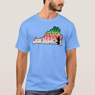 Camiseta Rainbow Trouly Fish Estado De Virgínia Mapa De Pei