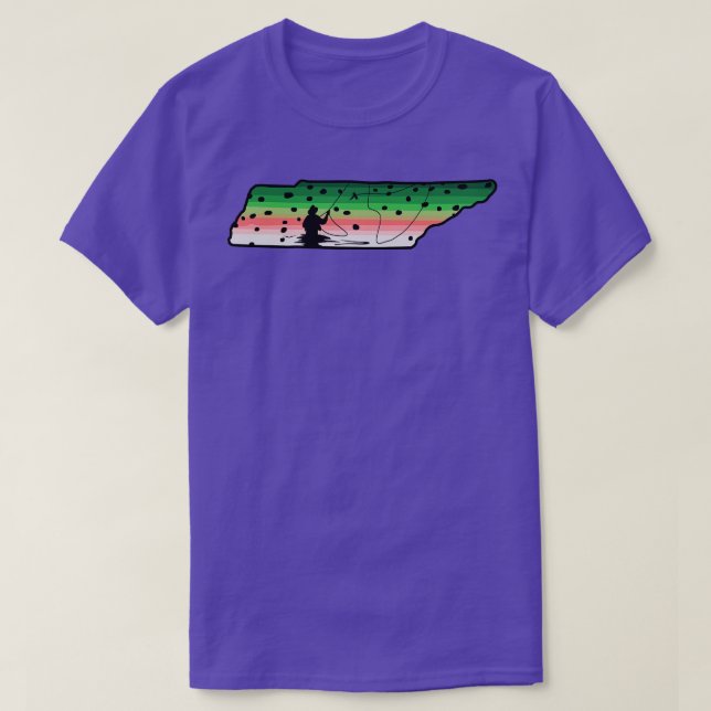 Camiseta Rainbow Trouly Fish State Map Fly Fis (Frente do Design)