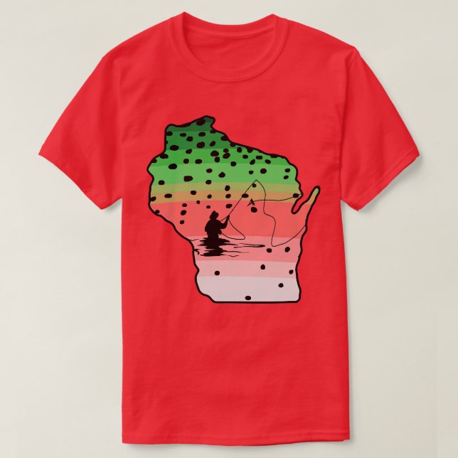 Camiseta Rainbow Trouly Fish State Map Fly Fis (Frente do Design)