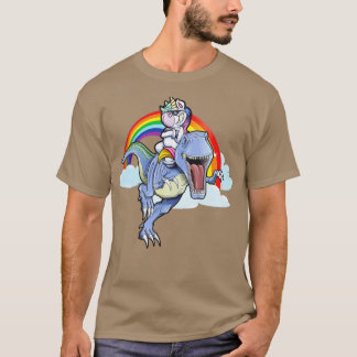 Camiseta Rainbow Unicorn Andando T rex Dinossaur Meninas M