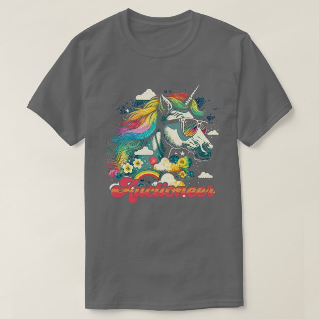Camiseta Rainbow Unicorn Auctioneer (Frente do Design)