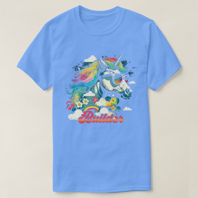 Camiseta Rainbow Unicorn Builder (Frente do Design)