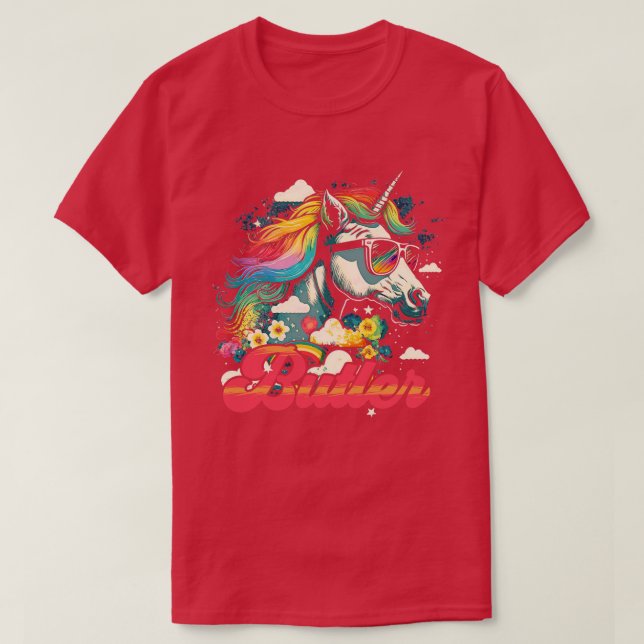 Camiseta Rainbow Unicorn Butler (Frente do Design)