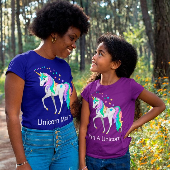 Camiseta Rainbow Unicorn Colorida Mãe (Criador carregado)