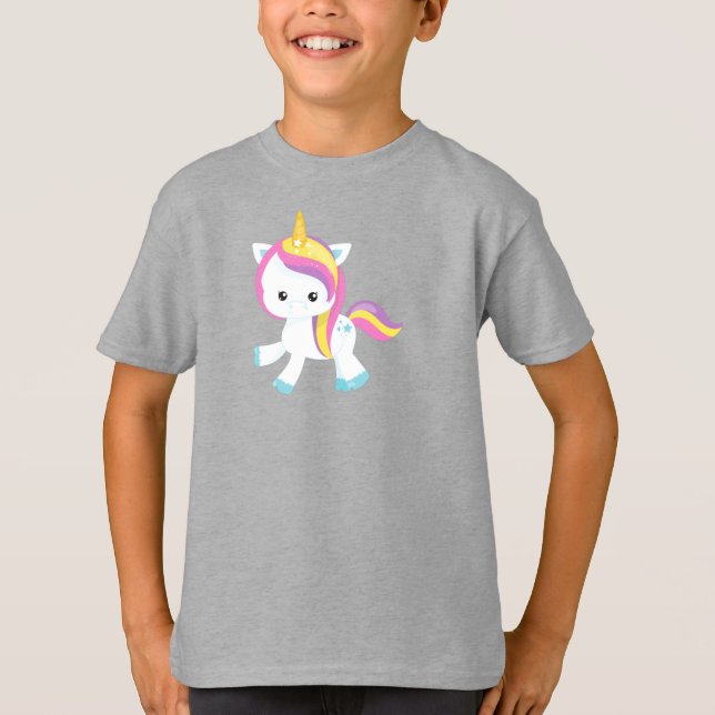 Camiseta Rainbow Unicorn, Cute Unicorn, Star, Magic Unicorn (Frente)